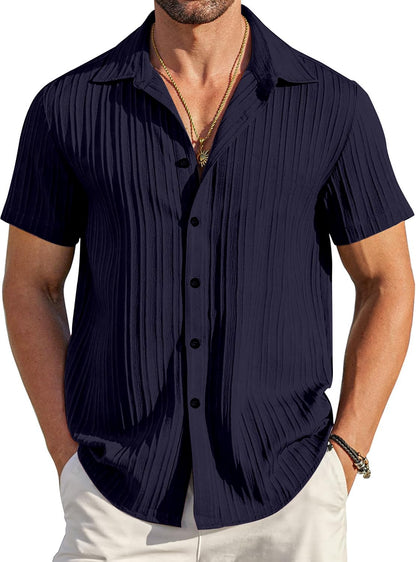 Mehrang Men's Casual Button Down Shirts Short Sleev