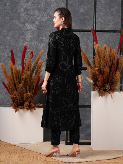 Women's Rayon Viscose Printed A-Line Kurta with Pant