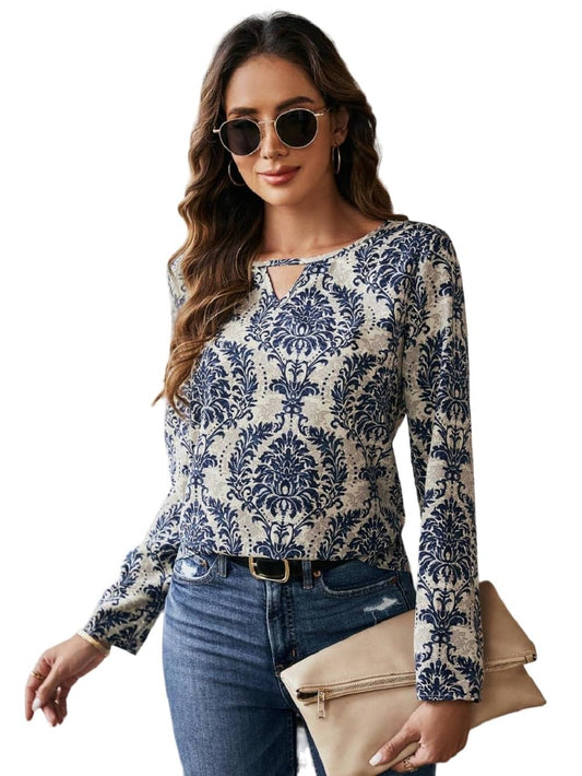 MATMA FASHION Women's Cotton Green Printed Half Sleeves Tops for Women