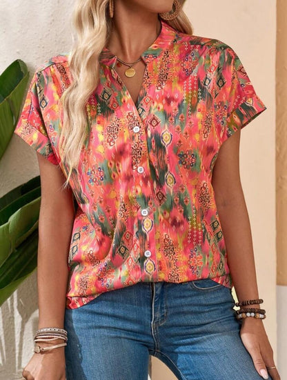 LIRIT Women Orange Printed Button-Down Shirt