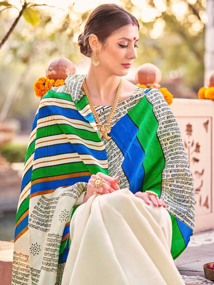 Women's Bhagalpuri Silk Ethnic Motif Printed Saree