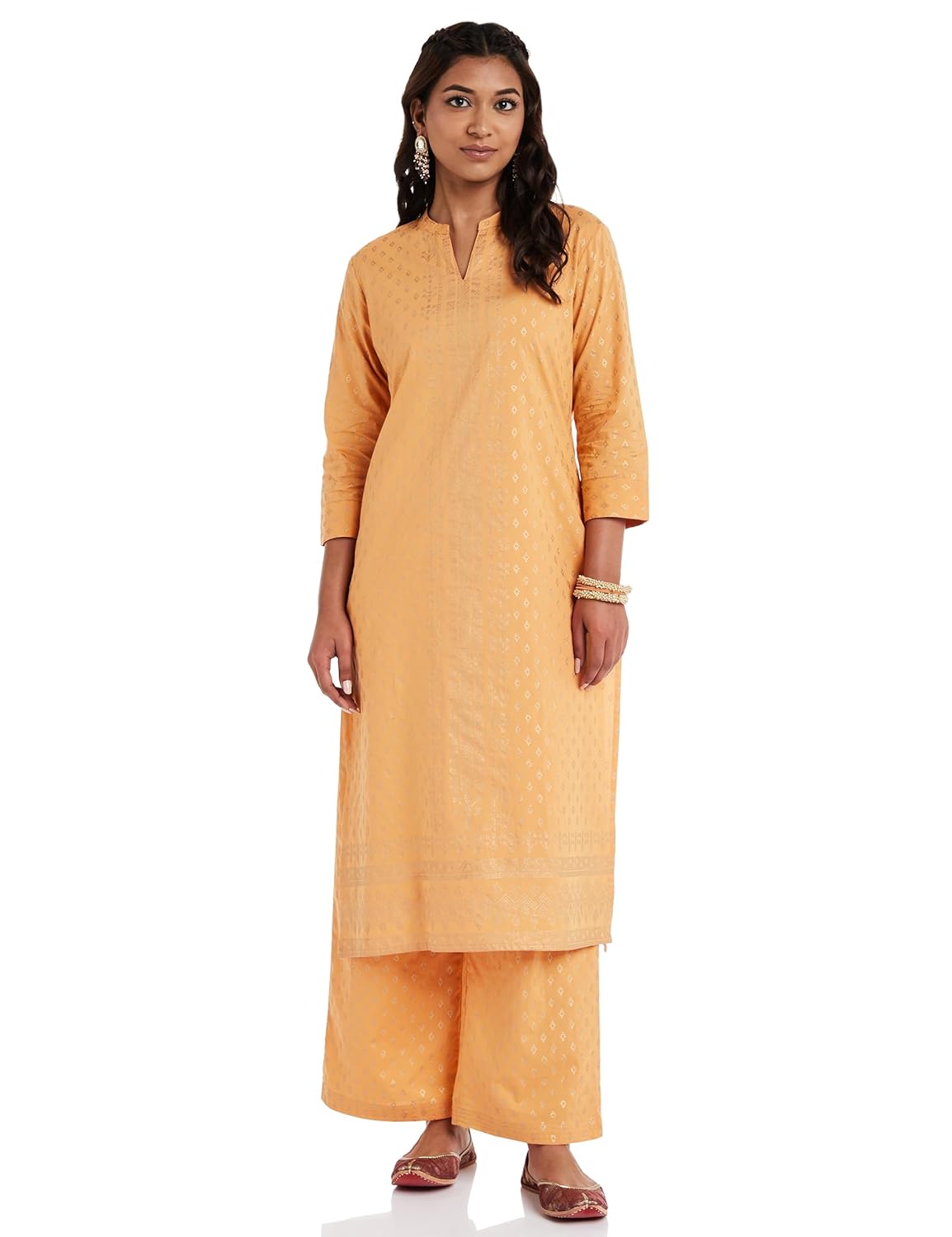 Myx Women's Solid Straight Printed Kurta and Pant