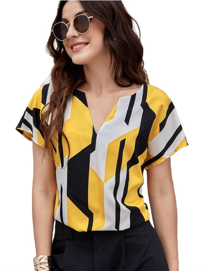 Sheetal Associates Women's Casual Regular Sleeves Printed Top,Multicolor
