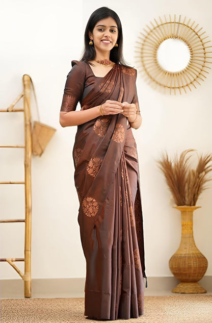 Banarasi SilkSaree With Litchi Silk Unstitched Blouse