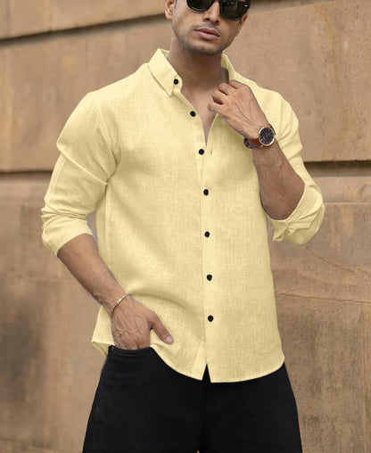 Men's Solid Linen Cotton Shirt | Casual | Plain