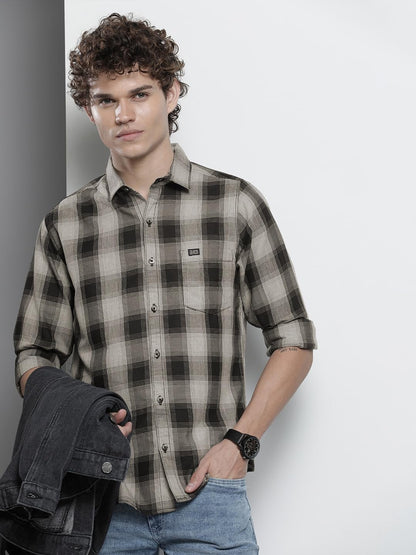 The Indian Garage Co Men's Cotton Slim Fit Checkered
