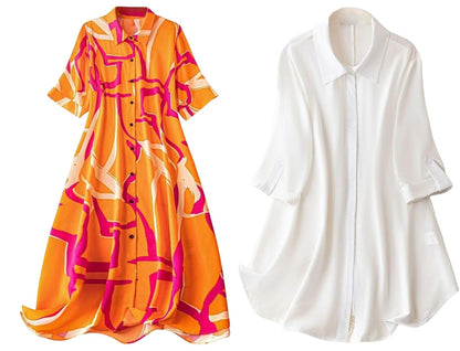 Leriya Fashion Women's Shirt Dress Knee Length Dress | Loose Fit | Button-Down | | 3/4 Sleeve | Summer Wear | Available in (Pack of 2 | Value Pack)