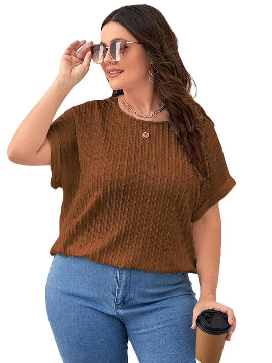 Zilcon Womens Dressy Casual Business Work Tops Summer Half Sleeve Shirts Boat Neck Jacquared Tshirts