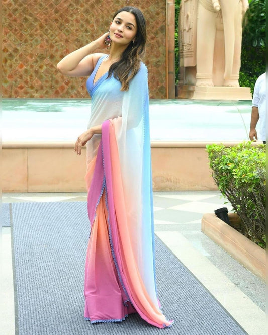 Women’s Printed Saree With Blouse Piece