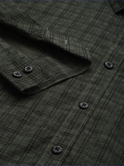Majestic Man Cotton Checkered Slim Fit Casual Shirt