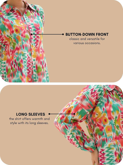 Leriya Fashion Shirts for Women – Korean Style Long Sleeve Oversized Button Down | Plus Size Workwear Top for Office & Casual Wear (Available in Plus Size and Combo Pack of 2)