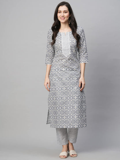 ANNI DESIGNER Women's Cotton Blend Kurta With Pant