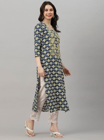 ANNI DESIGNER Women's Cotton Blend Regular Fit Kurta