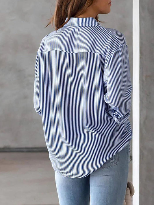 NEW-18 Women Striped Shirt,Oversized Cotton Shirt