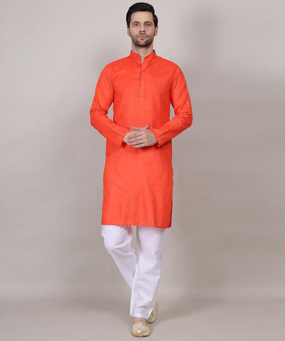 Men's Cotton Kurta, Mandarin Collar, Long Sleeve