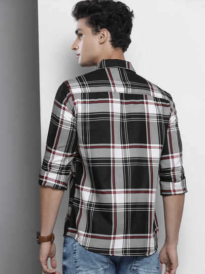 The Indian Garage Co Men's Cotton Slim Fit Checkered