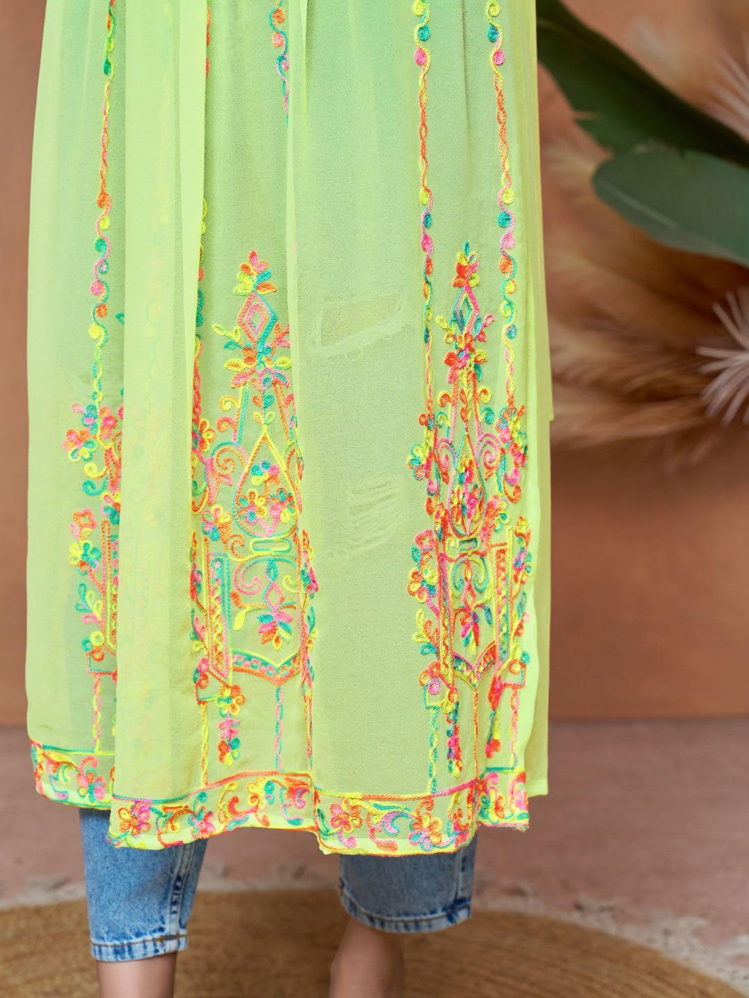 EthnicJunction Women's Georgette Embroidered