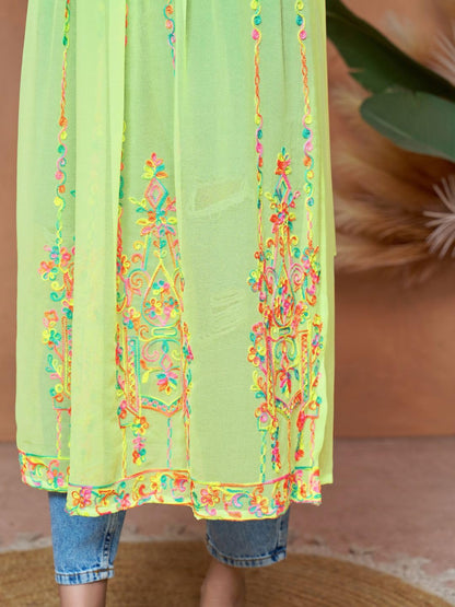 EthnicJunction Women's Georgette Embroidered