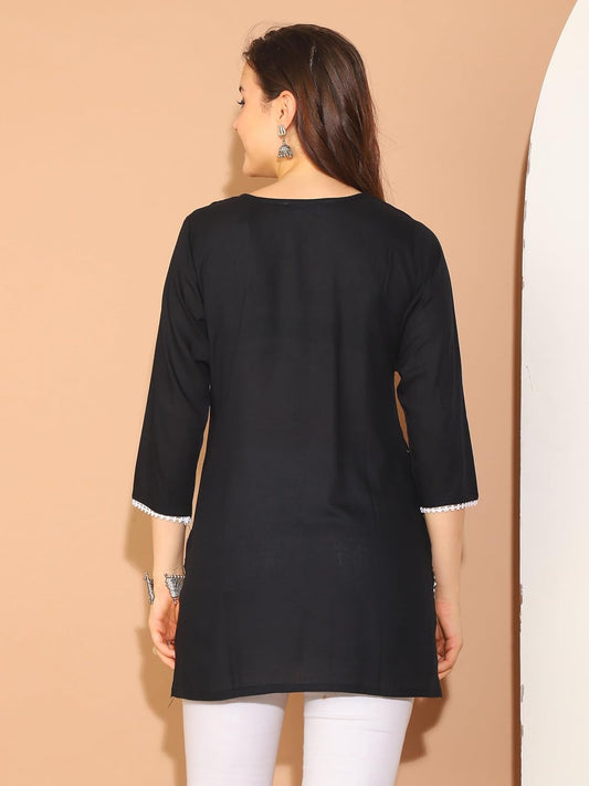 Rajnandini Women's Rayon Floral Embroidered Tunic