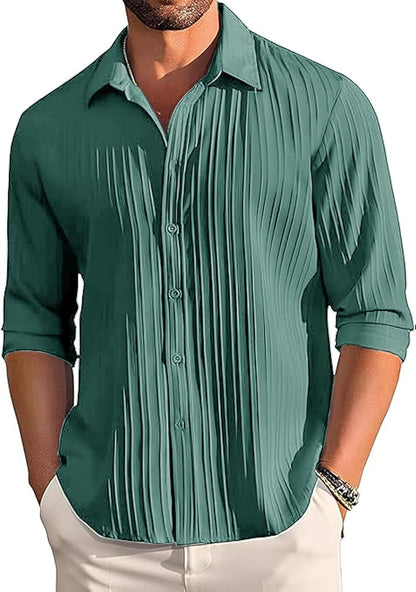 Lecowr Polyester Casual Self Design Shirt | Long Sleeves