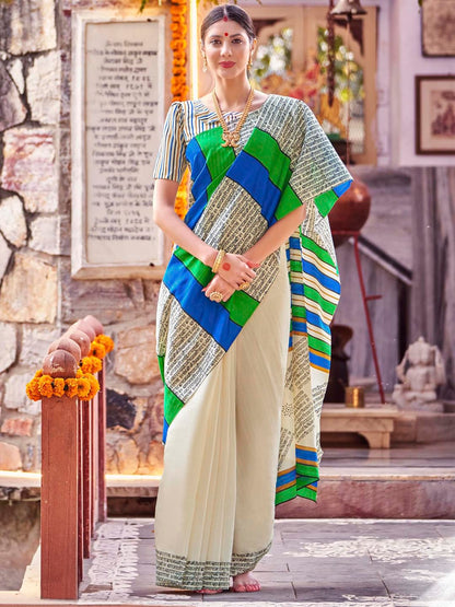 Women's Bhagalpuri Silk Ethnic Motif Printed Saree