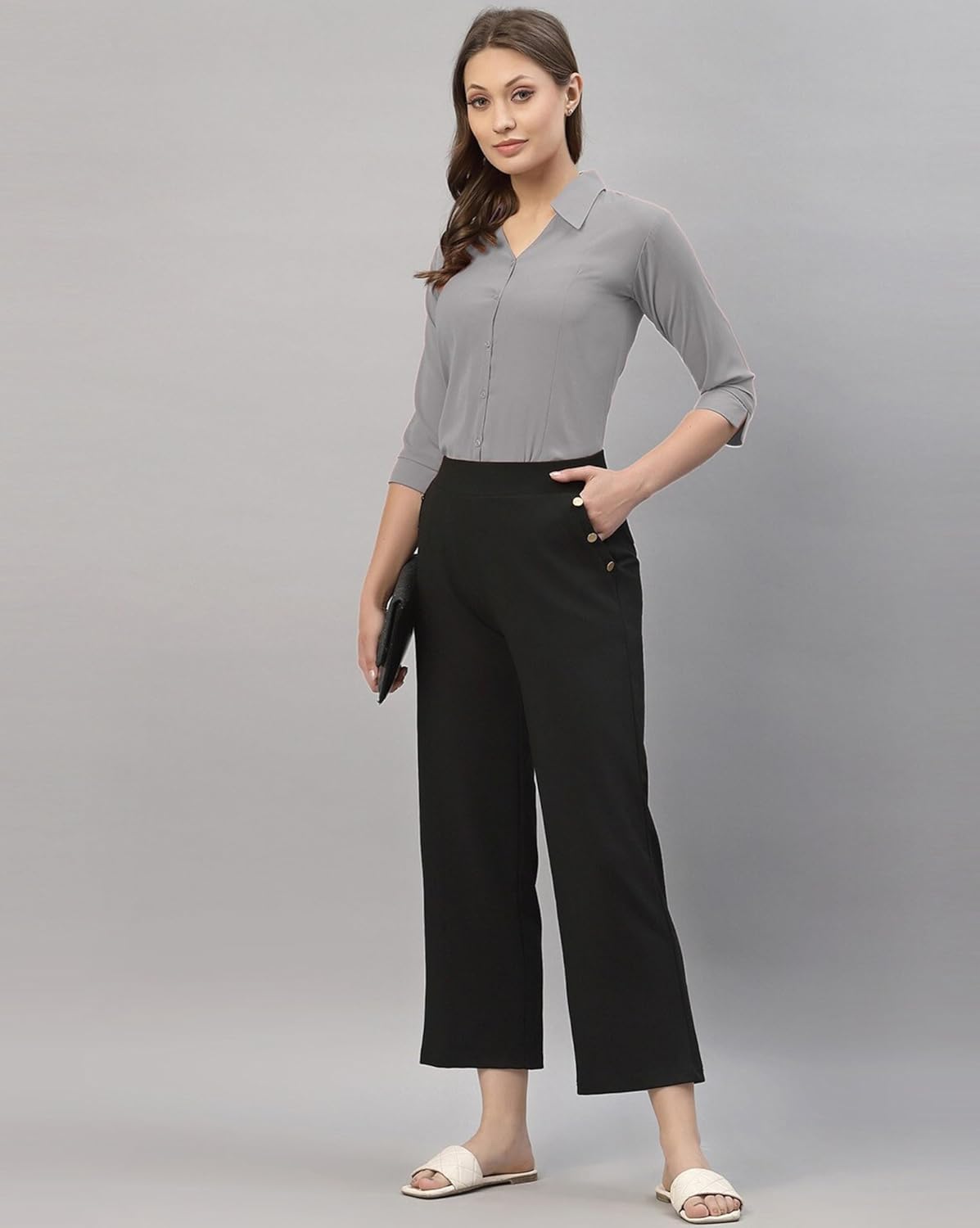 ETHIC GLANCE Women's Poly Viscose Button-Down