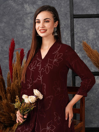 Women's Rayon Viscose Printed A-Line Kurta with Pant