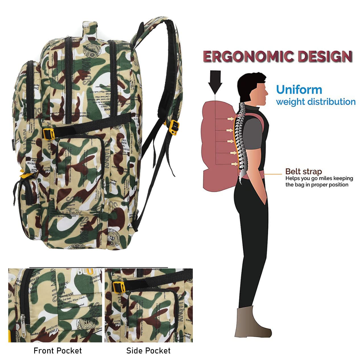 LARGE 60L TRAVEL BACKPACK FOR OUTDOOR - alphahostel.in