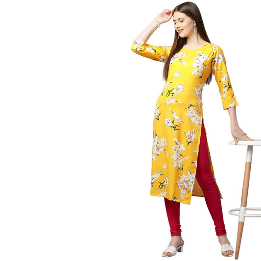 GoSriKi Women's Crepe Printed Straight Kurta