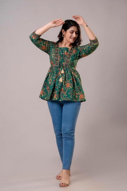 FASHION YANTRA Womens Printed Embroidery Top