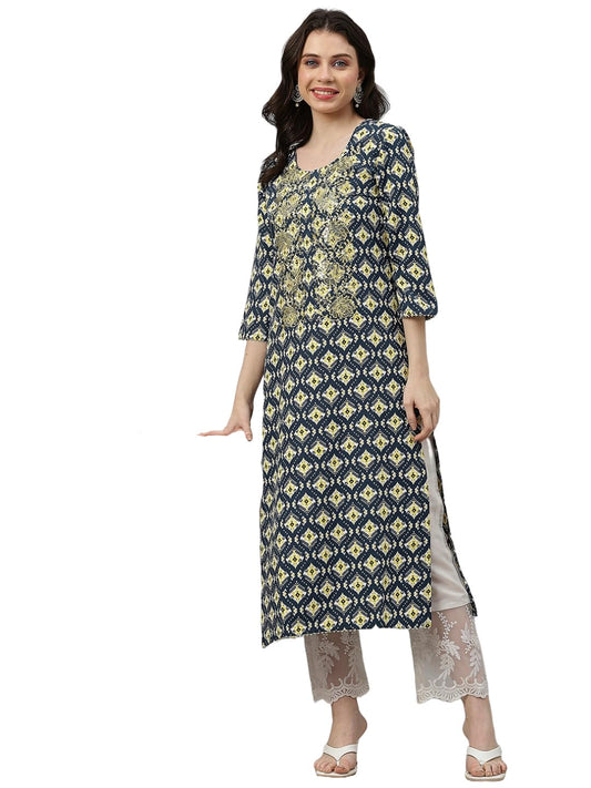 ANNI DESIGNER Women's Cotton Blend Regular Fit Kurta