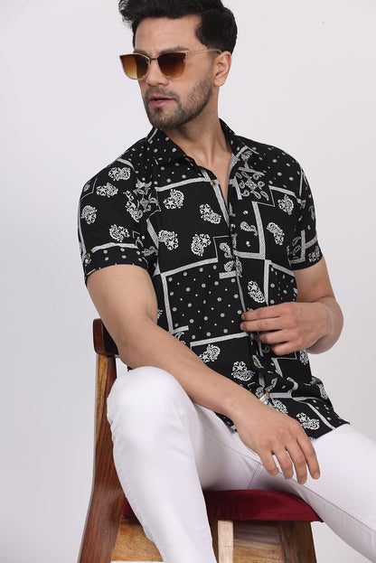 CVC Men's Regular Fit Half Sleeve Printed Shirt