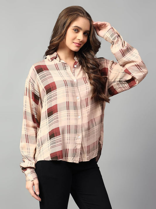 KOTTY Checkered Oversized Fit Womens Shirt