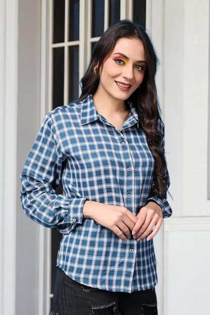 POPWINGS Casual Checks Print Shirt for Women