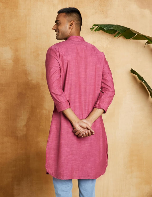 Amazon Brand - Symbol Men's Cotton Solid Long Kurta