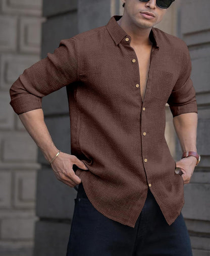 Men's Solid Linen Cotton Shirt | Casual | Plain