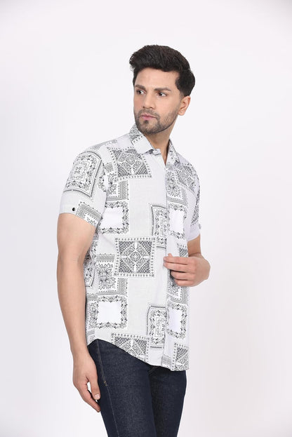 CVC Men's Regular Fit Half Sleeve Printed Shirt