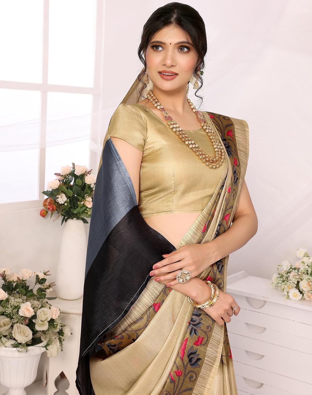 Yashika Women's  Printed Art Silk Saree with Blouse