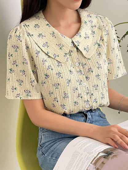 GRECIILOOKS Oversized Shirt for Women – Korean Casual Short Sleeve Loose Fit Top | Plus Size Summer Wear for Girls & Women