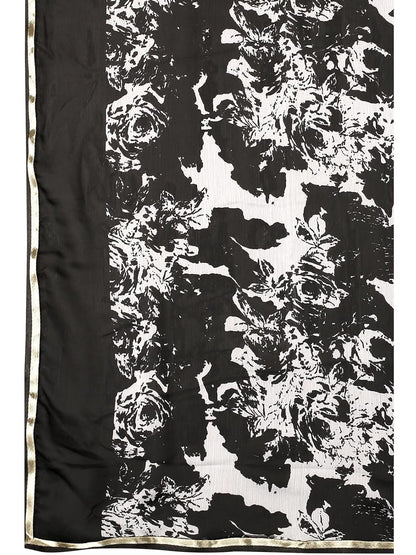 Women's Lace & Printed Chiffon Saree