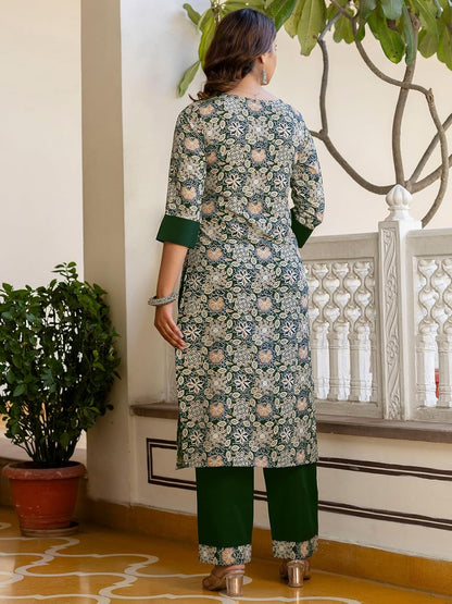 Women's Crepe Printed Kurta with Pant and Dupatta Set