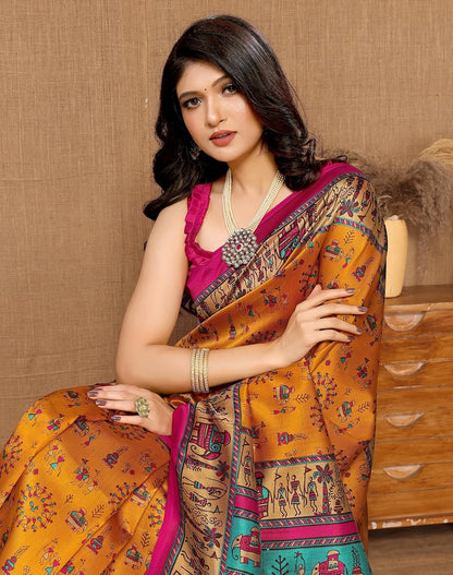 Women's Woven Saree with Matching Unstitched Blouse