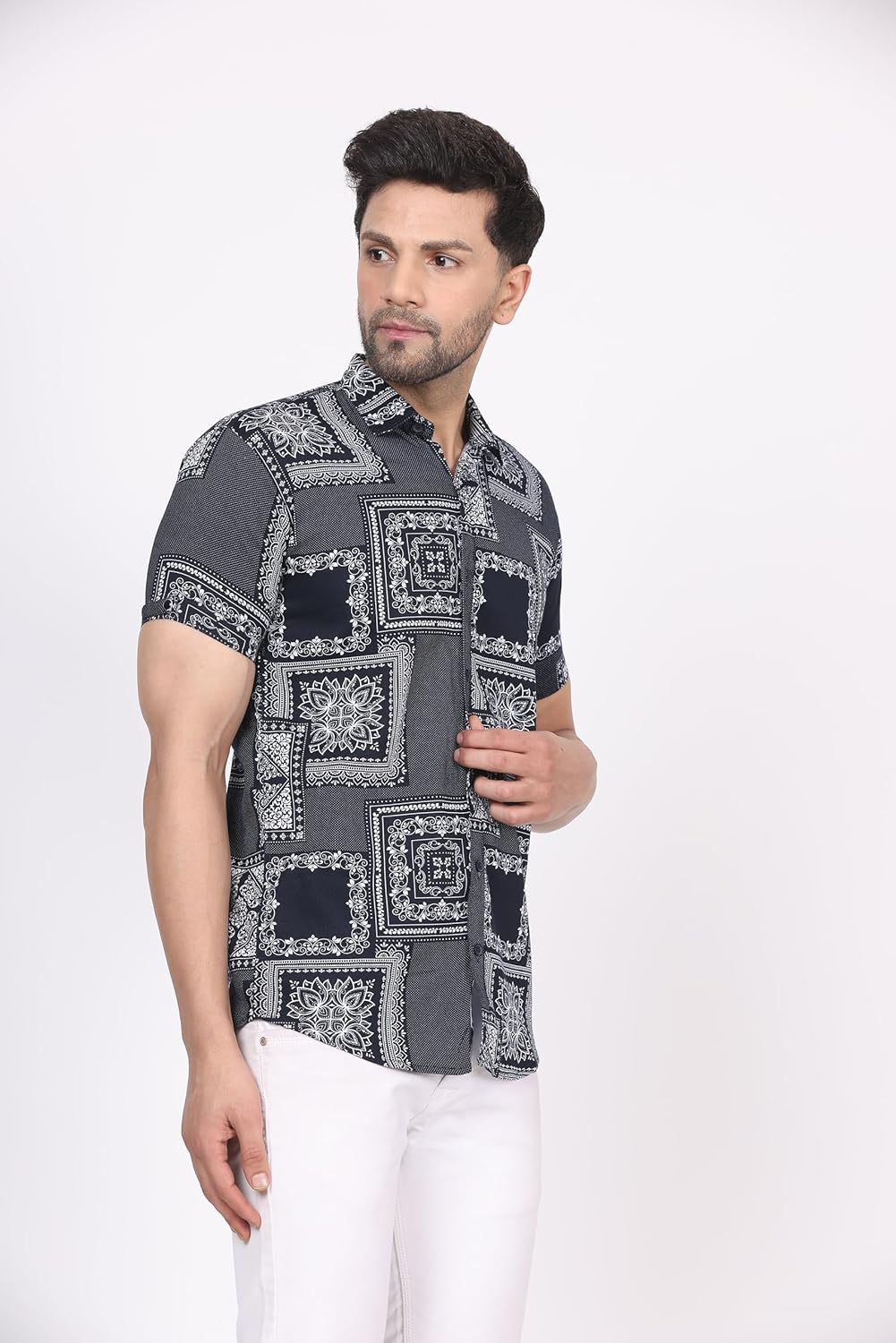 CVC Men's Regular Fit Half Sleeve Printed Shirt