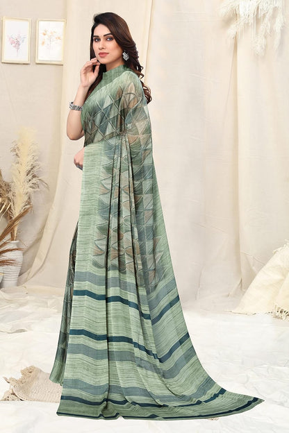 Women's Chiffon Printed Saree with BlousePiece