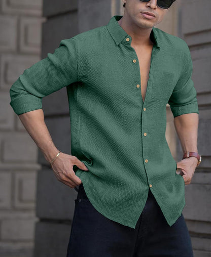 RAIZAX Men Linen Cotton Full Sleeve Shirt for Man