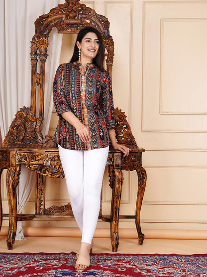 FebQ Women's Polycotton Fabric 3/4 Sleeves