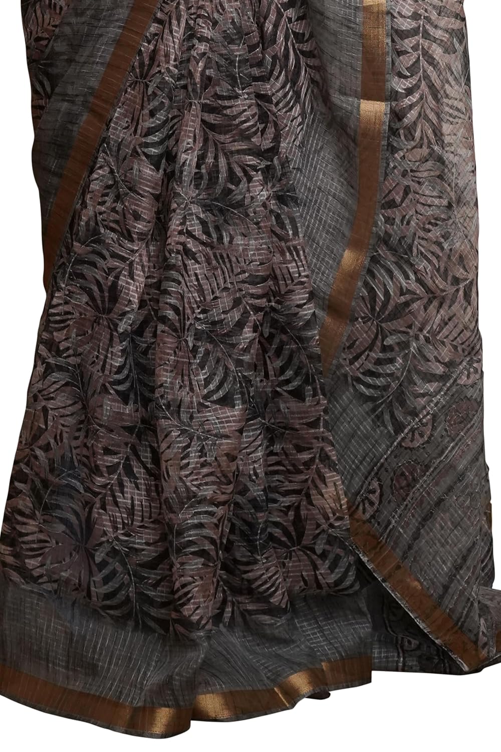 KotaDoriaPolyester Mix Leaf Floral Printed Saree