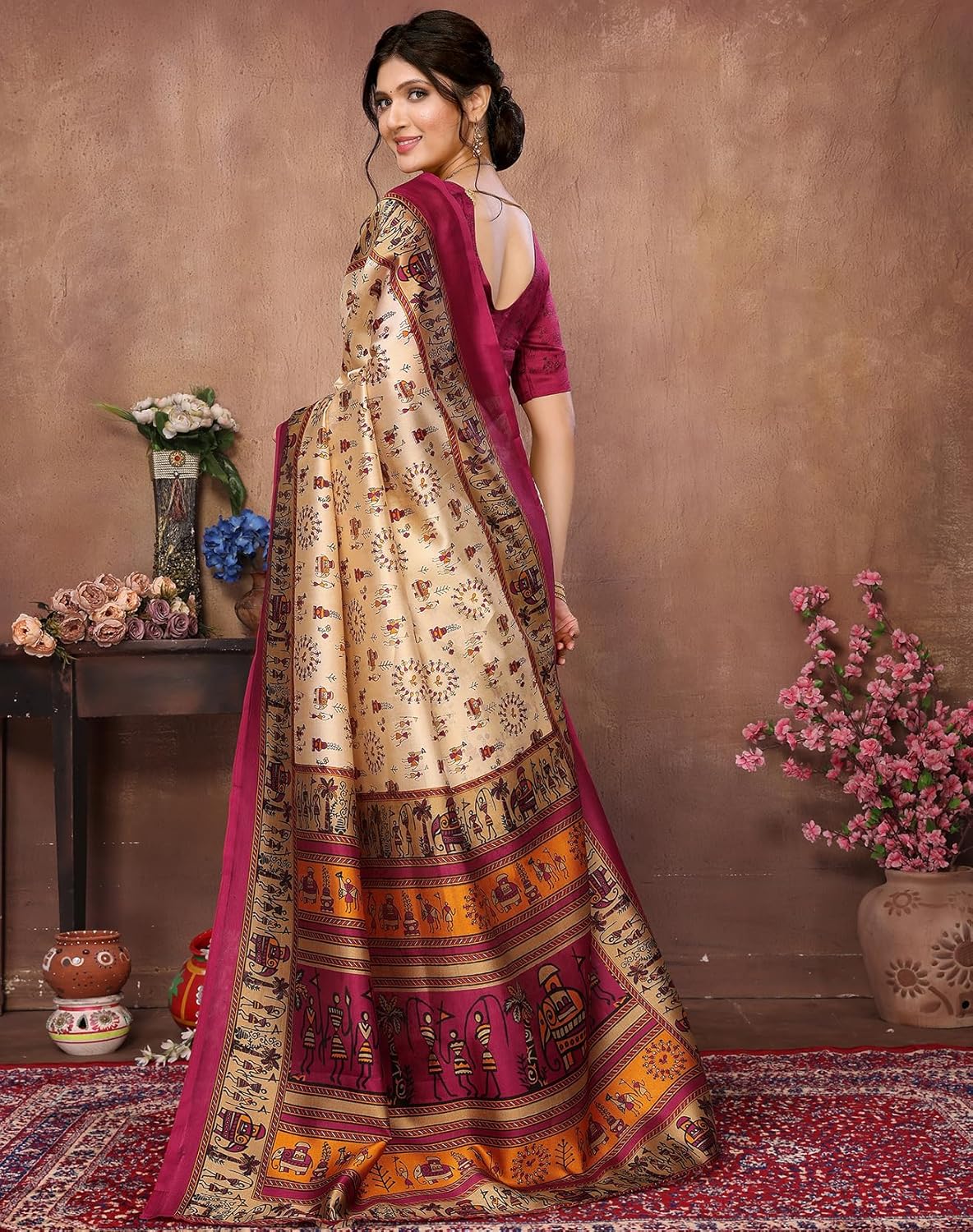 Printed Saree with Matching Unstitched Blouse