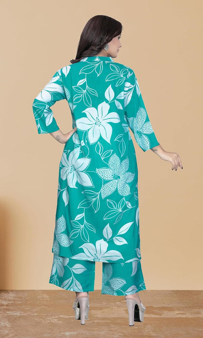 Women's Rayon Viscose Floral Print Kurta Palazzo