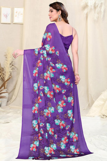 Floral Printed Saree with Blouse Piece
